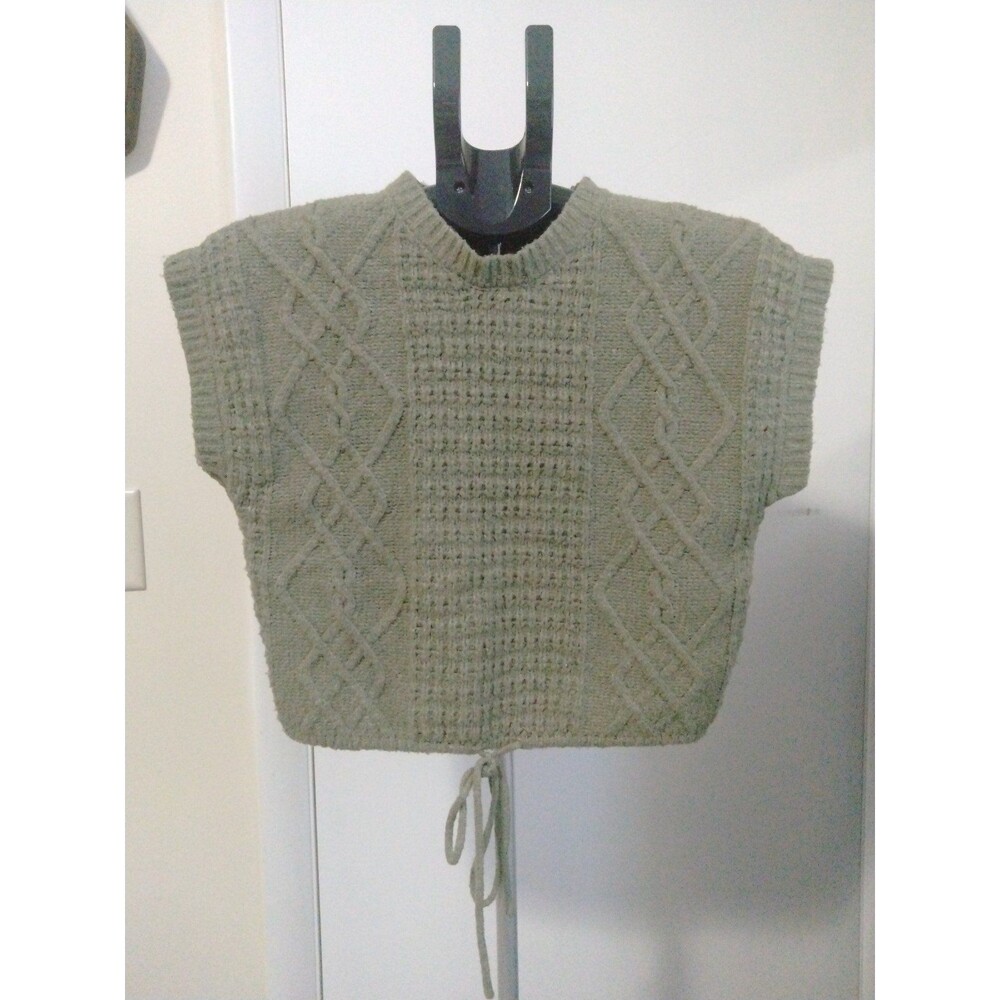 Women's Hippie Rose Cropped Sweater * size SMALL * short sleeve green